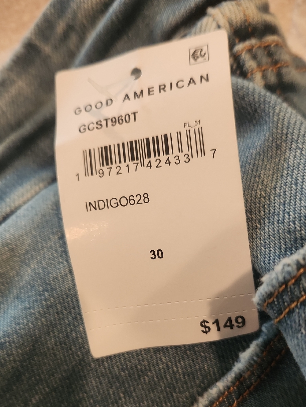 NWT Good American Plus Sz 30 Good Curve Straight Distressed Denim Jeans Inseam28 - Picture 7 of 10
